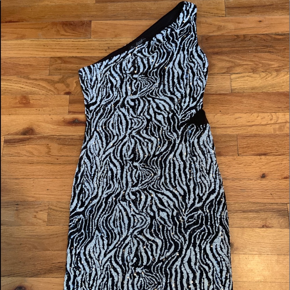 Zebra sequined mini dress